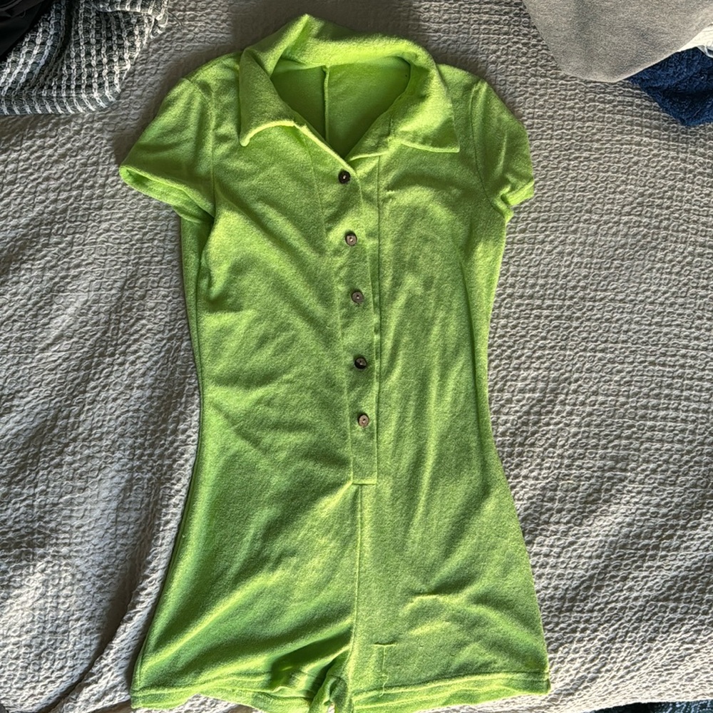 Lime Green Terry Romper